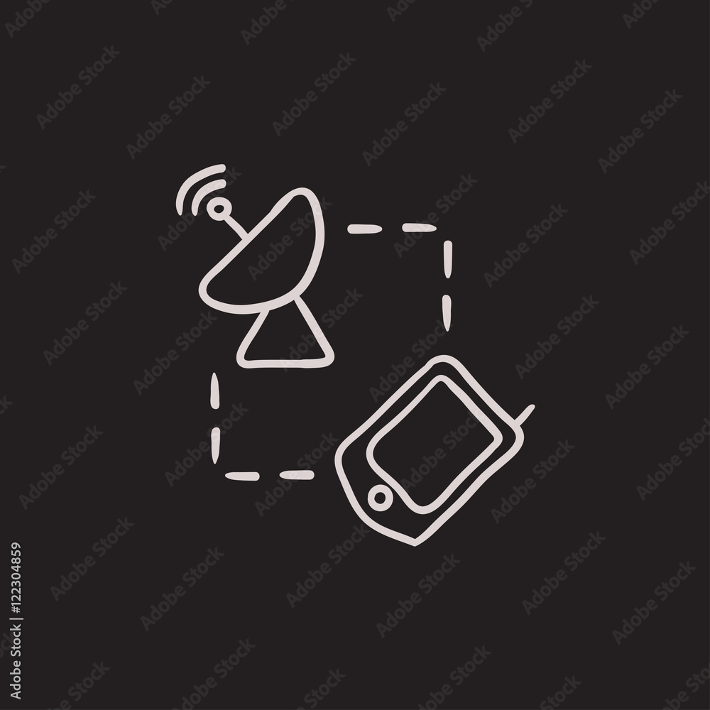 Navigator and satellite dish sketch icon. Navigator and satellite dish sketch icon.