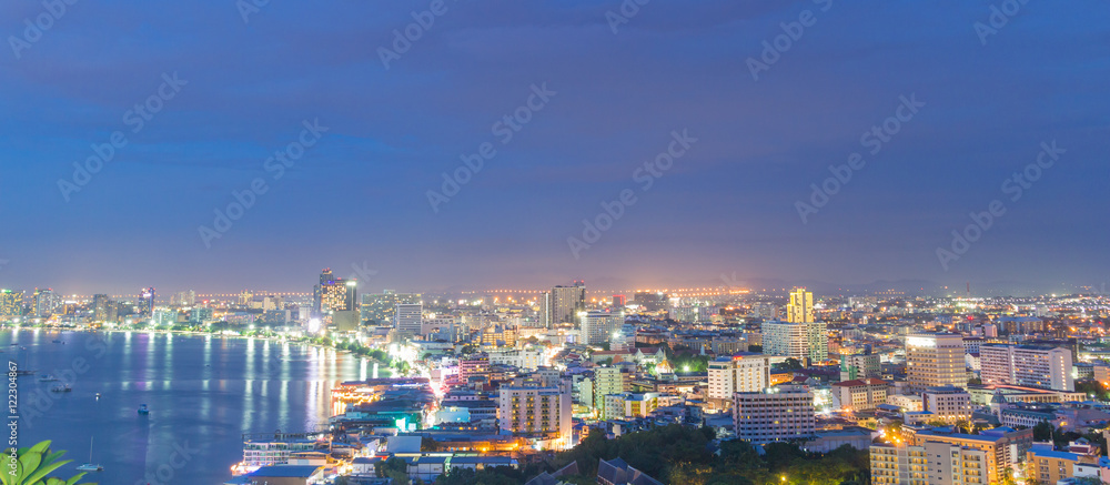 Cityscape Night Pattaya, Chonburi, Thailand,Viewpoint 