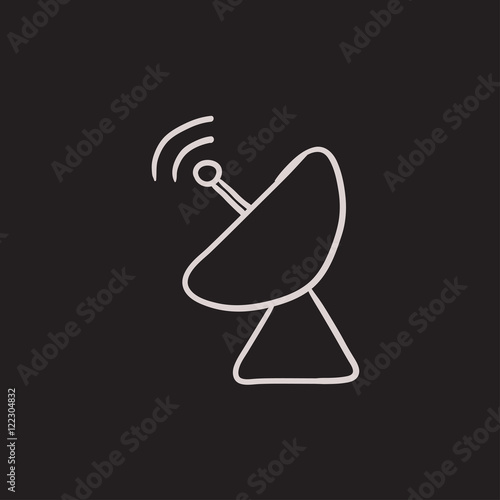 Radar satellite dish sketch icon.