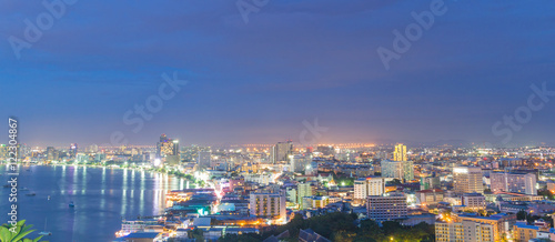 Cityscape Night Pattaya  Chonburi  Thailand Viewpoint 