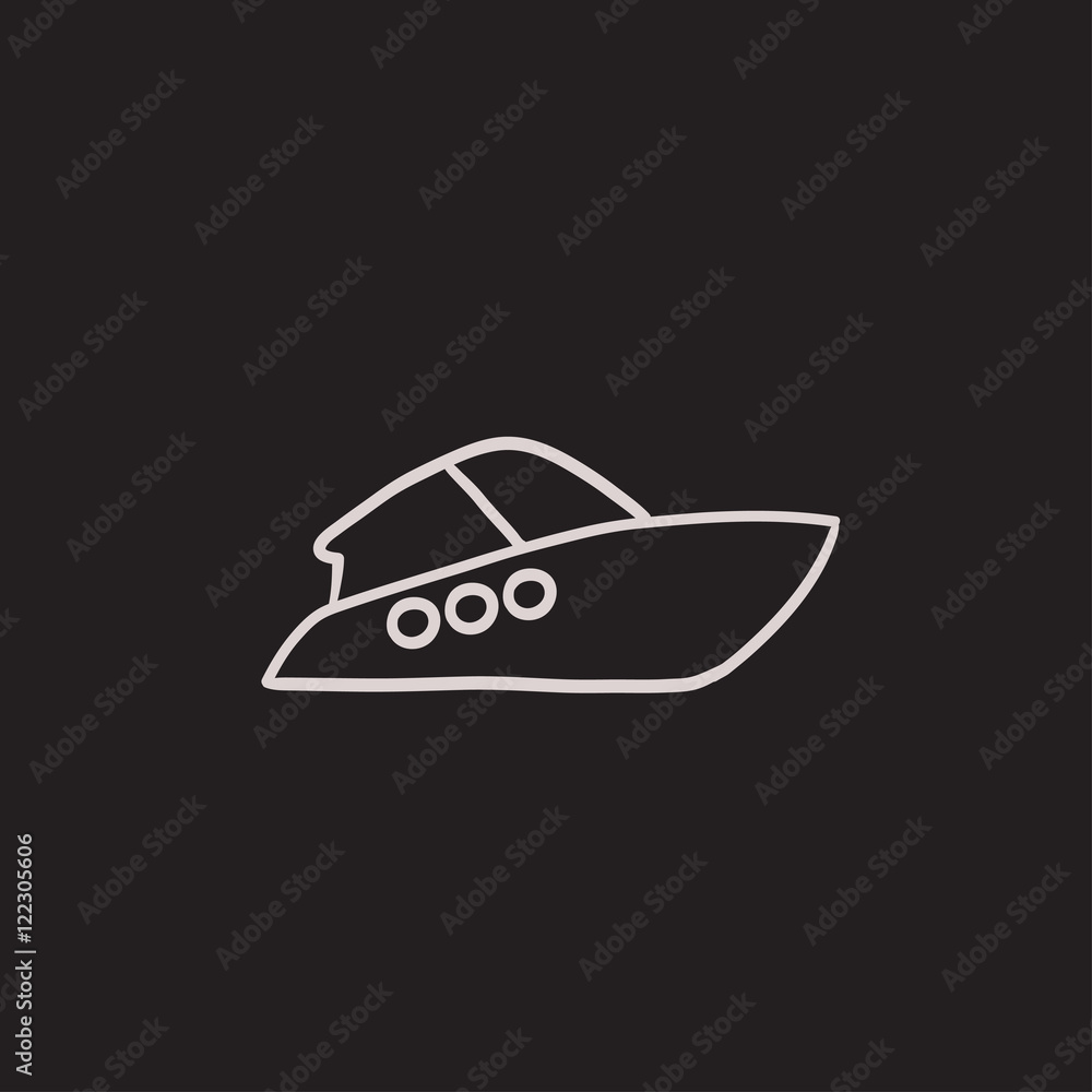 Speedboat sketch icon.
