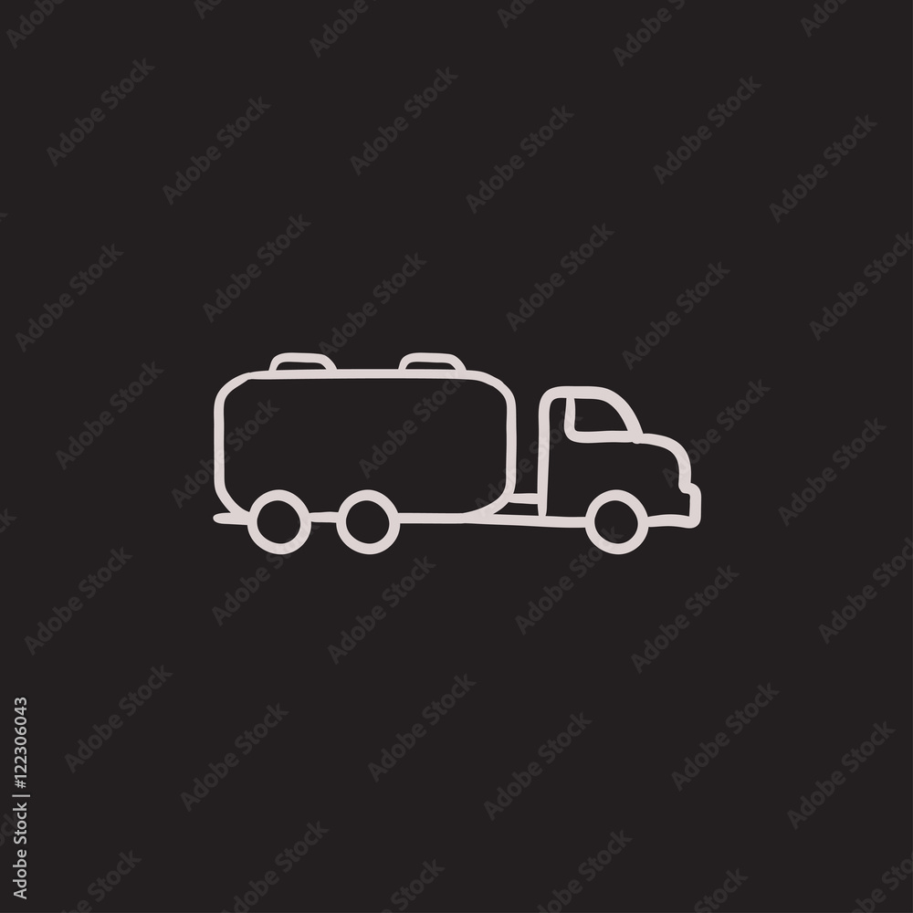 Truck liquid cargo sketch icon. Truck liquid cargo sketch icon.