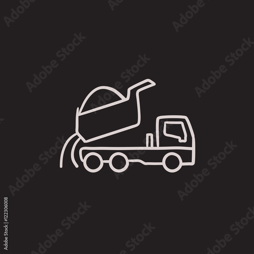 Dump truck sketch icon.