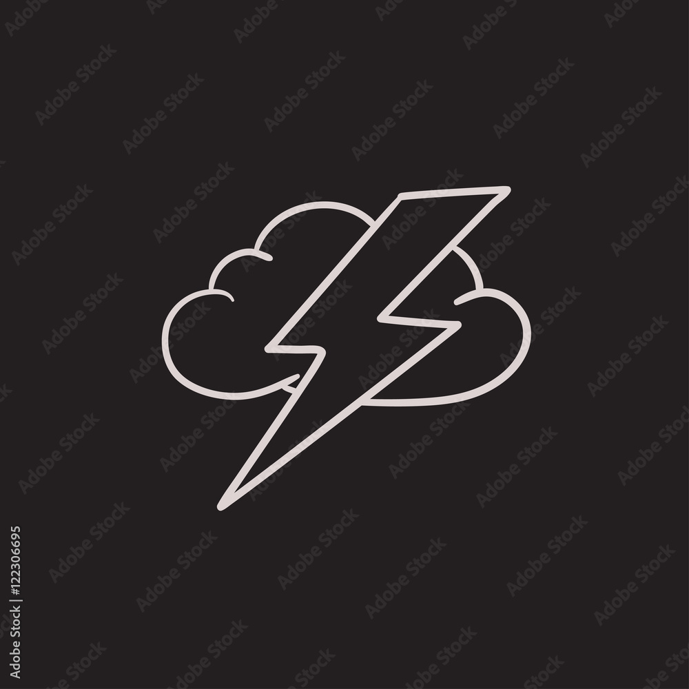 Cloud and lightning bolt sketch icon. Cloud and lightning bolt sketch icon.