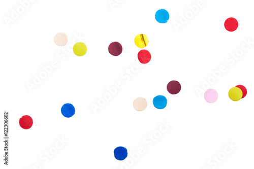 Fototapeta Naklejka Na Ścianę i Meble -  Colorful Confetti in front on isolated White Background