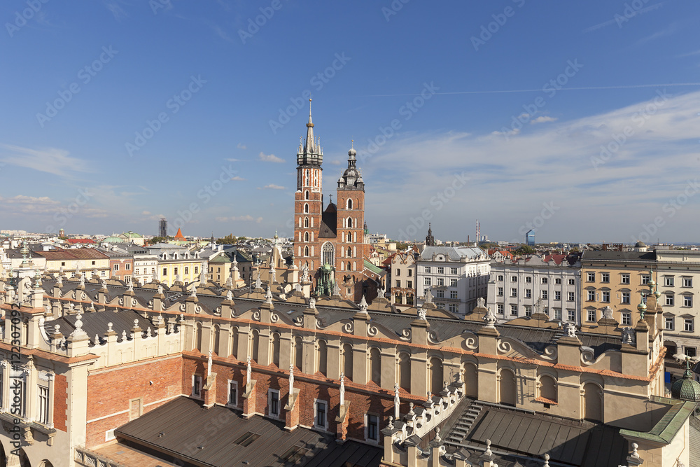 Fototapeta premium Aerial view of the Main Market Square , Krakow, Poland