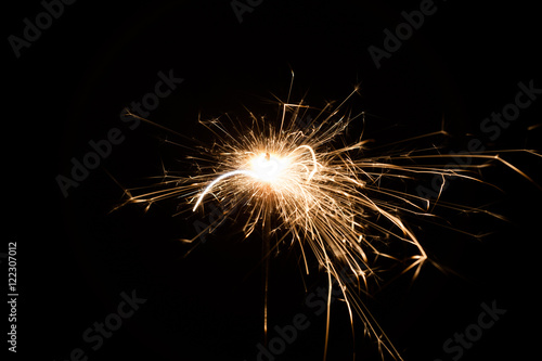 Firework Sparkler on black background  close-up