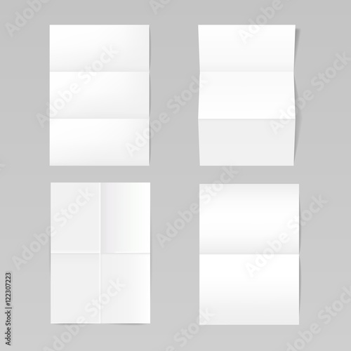 Folded realistic blank sheets of paper mockup