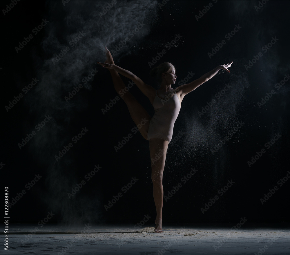 Modern art. Photo of flexible female dancer posing
