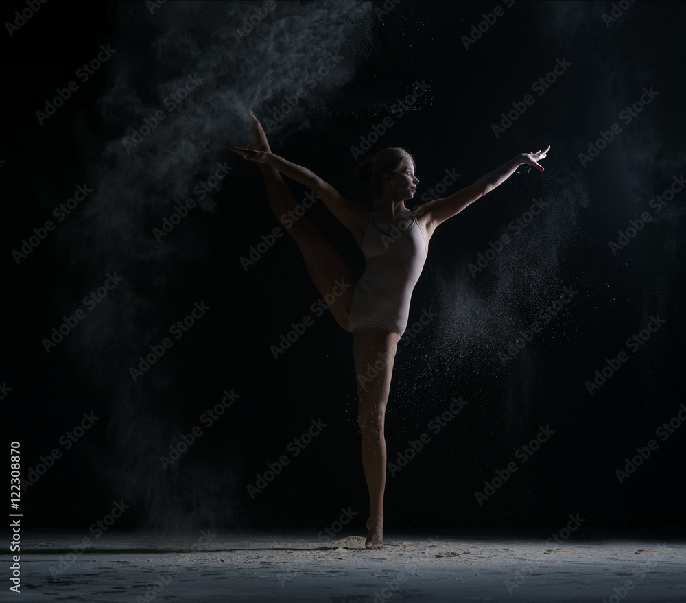 Naklejka premium Modern art. Photo of flexible female dancer posing