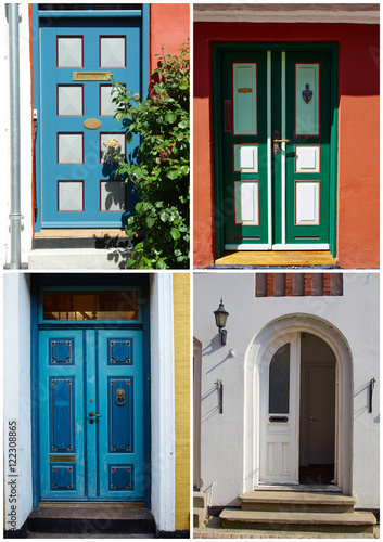 Collage of traditional front doors Denmark