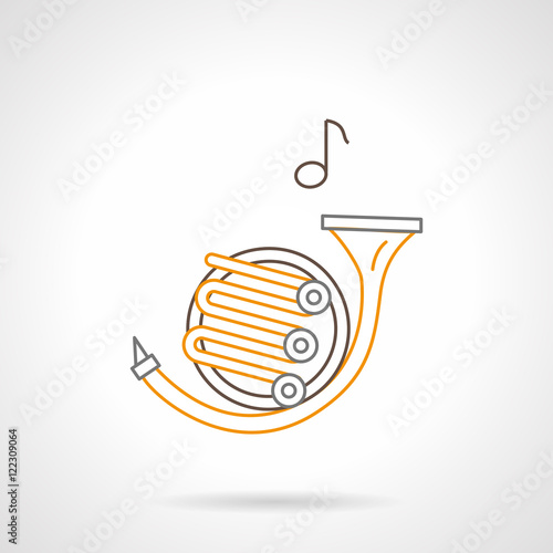 French horn melody flat line vector icon