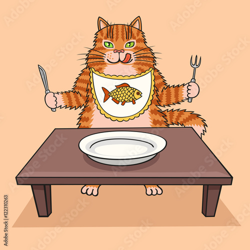 Hungry cat wants to eat.