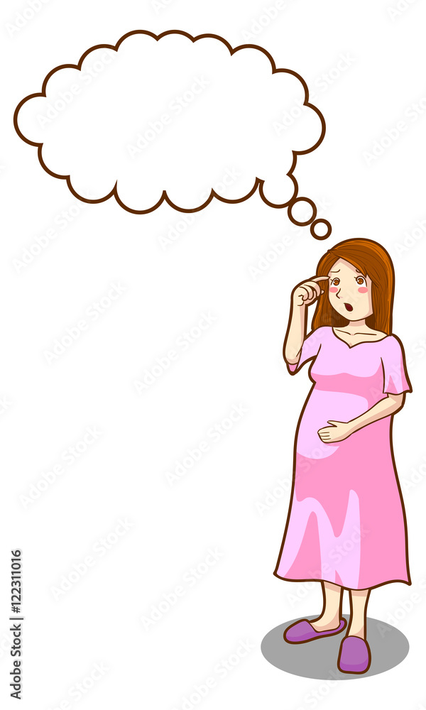 vector cartoon illustration of mother serious thinking with empty balloon text vector cartoon illustration of mother serious thinking with empty balloon text