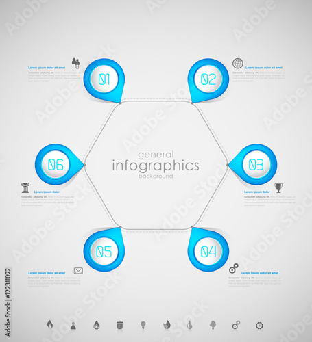 Infographic overview design template with blue labels.