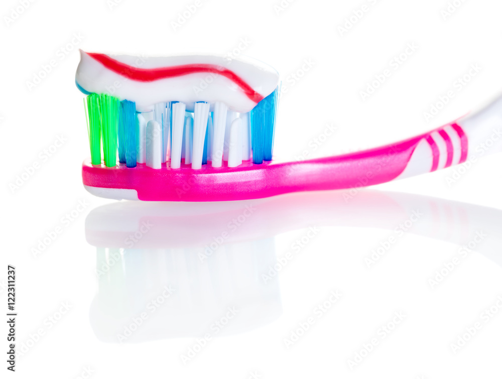 toothbrush with toothpaste close-up toothbrush with toothpaste close-up