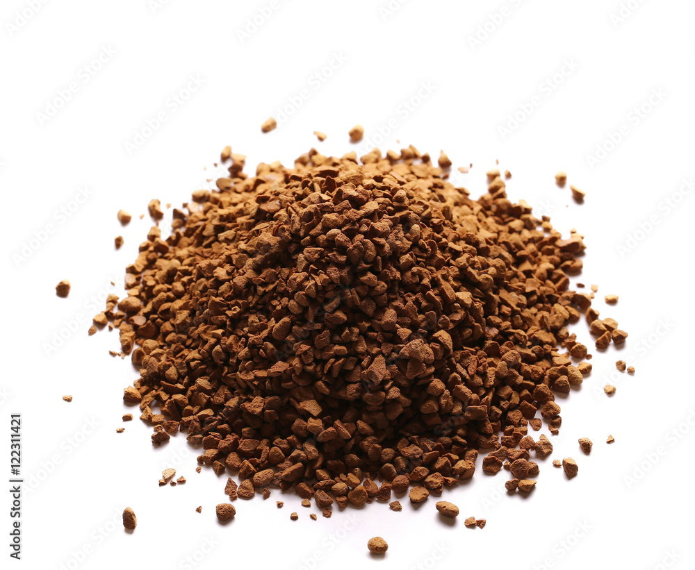 Pile of instant coffee grains isolated on white Pile of instant coffee grains isolated on white
