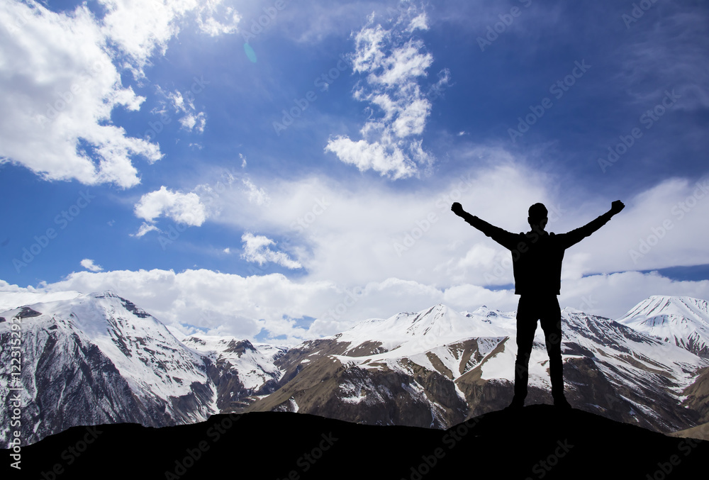 winner on a top of mountain winner on a top of mountain