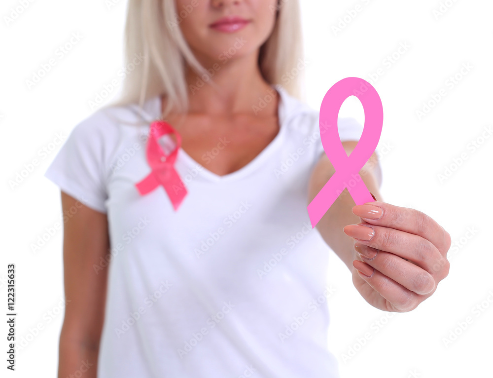 womans hand holding pink breast cancer awareness ribbon womans hand holding pink breast cancer awareness ribbon