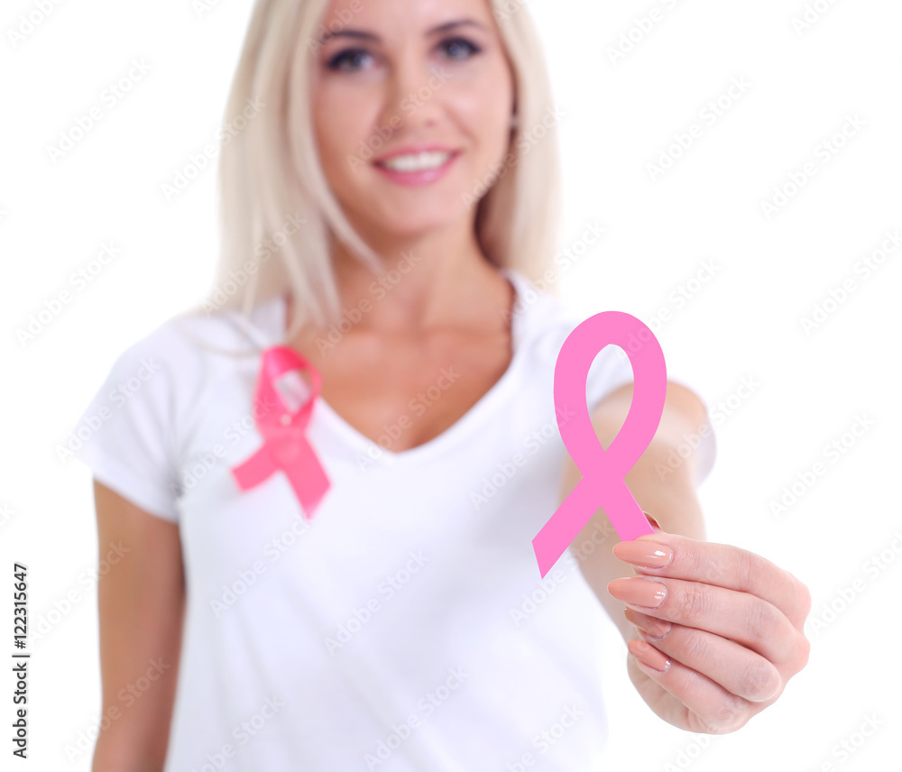 womans hand holding pink breast cancer awareness ribbon womans hand holding pink breast cancer awareness ribbon