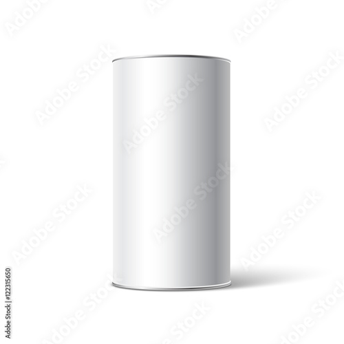 Mockup of White Blank Tincan packaging. Place your design here