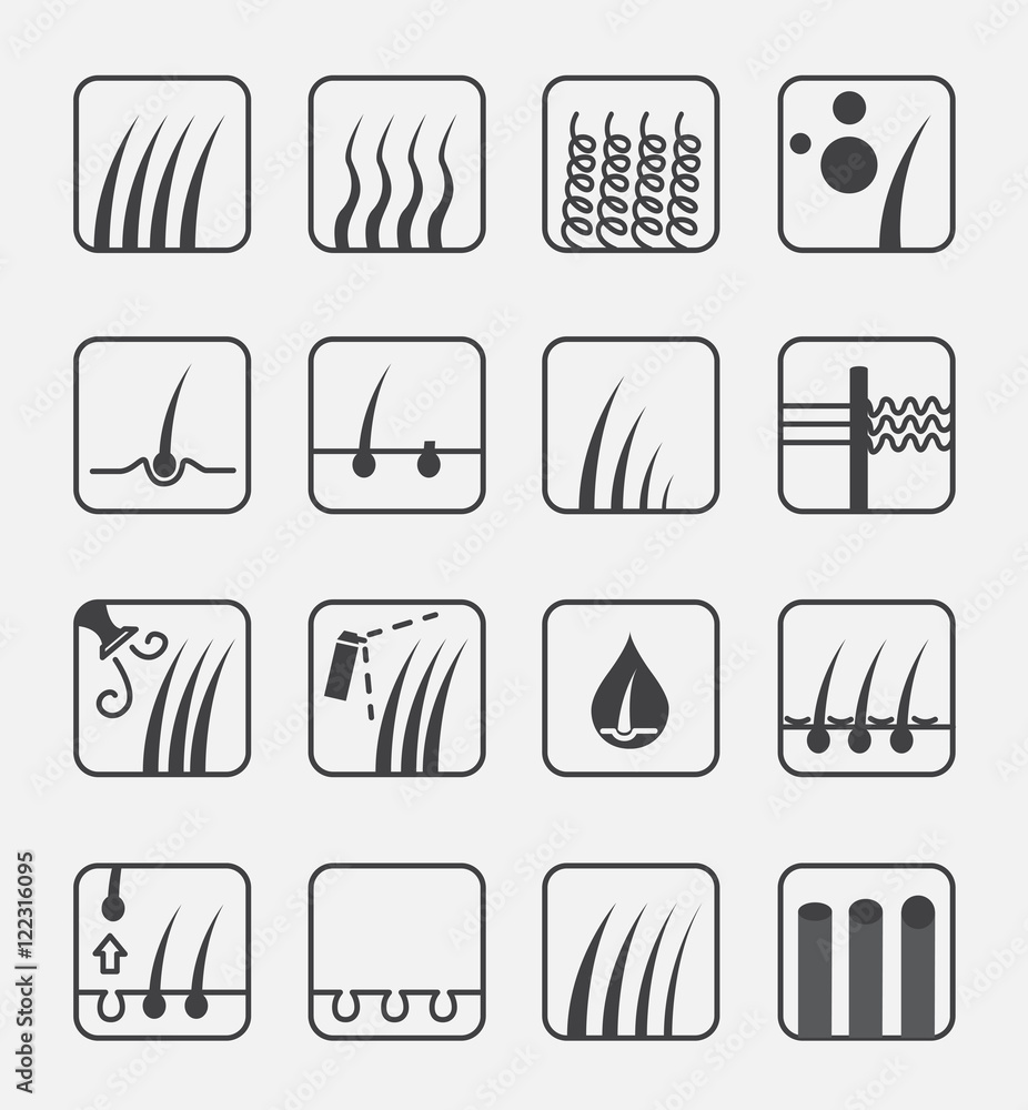 hair type icon and vector . hair conditioner and hair loss Stock Vector