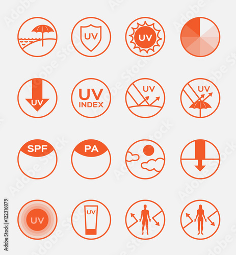 uv protection logo and icon , 16 uv sets