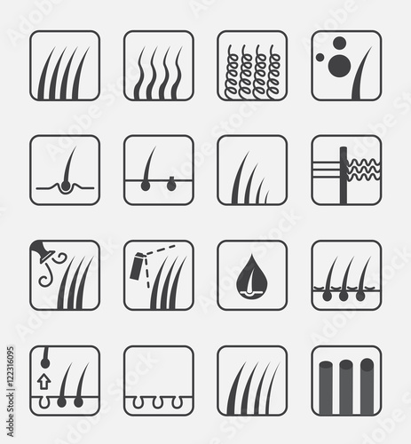 hair type icon and vector . hair conditioner and hair loss