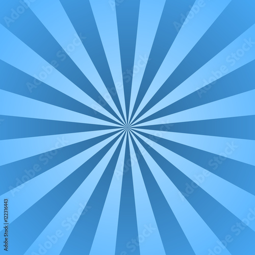 Blue rays poster. Popular ray star burst background television vintage. Dark-blue and light-blue abstract texture with sunburst, flare, beam. Retro art design. Glow bright pattern. Vector Illustration