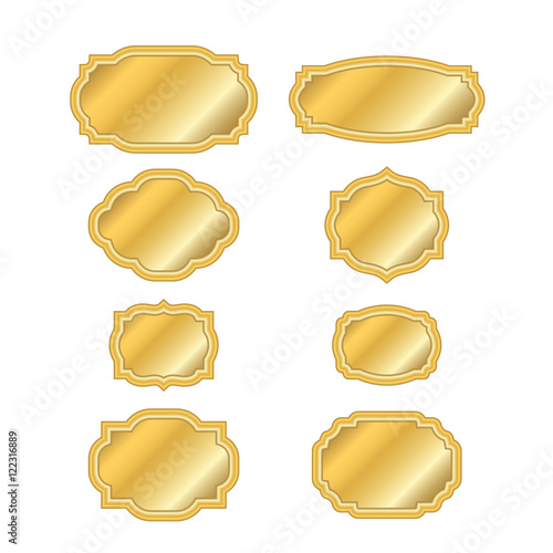 Gold frame. Beautiful simple golden design. Vintage style decorative border, isolated on white background. Deco elegant art object. Empty copy space for decoration, photo, banner. Vector illustration.
