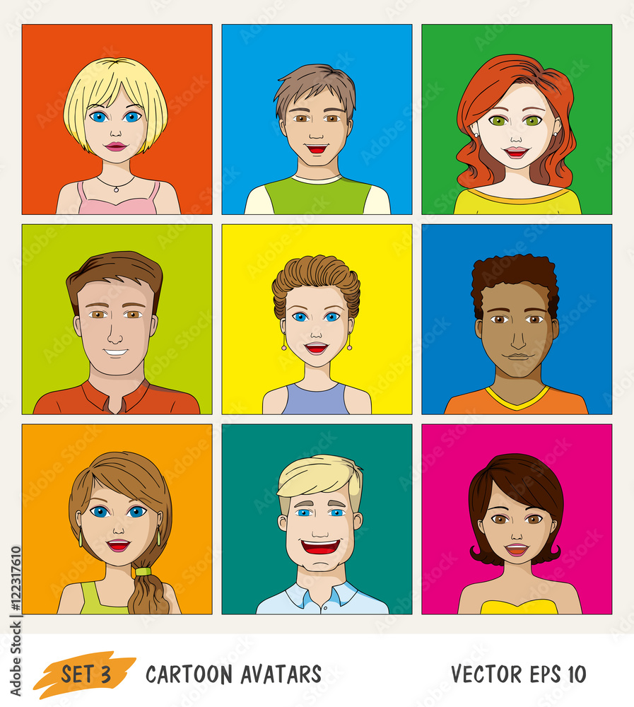 Set of cartoon people avatar icons Set of cartoon people avatar icons