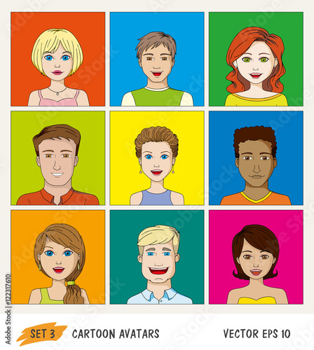 Set of cartoon people avatar icons