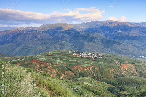 DongChuan red land panorama, one of the landmarks in Yunnan Province, China