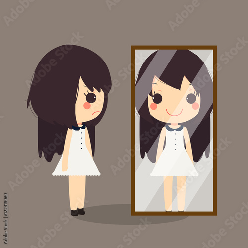 mirror sad  happy smile vector illustration