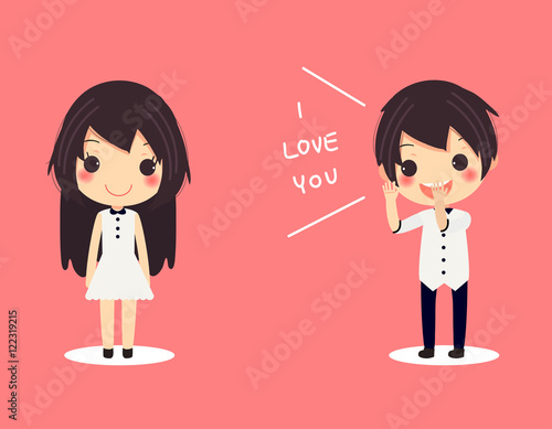 card cute couple call paper phone.dress shirt I love you