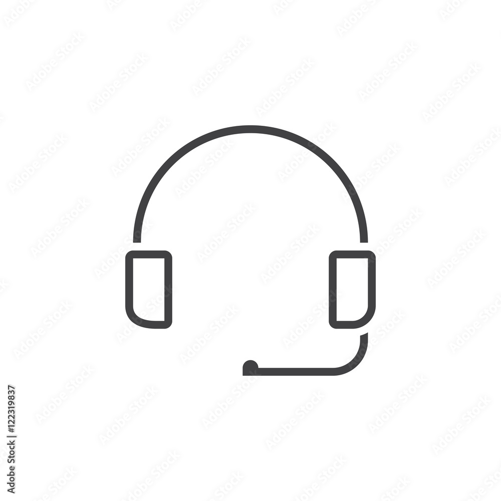 headset line icon, support outline vector sign, linear pictogram isolated on white, logo illustration headset line icon, support outline vector sign, linear pictogram isolated on white, logo illustration