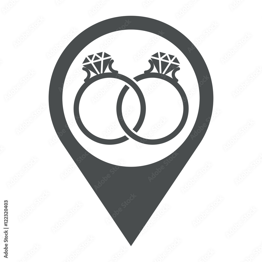 Icono plano localizacion anillos de compromiso gris Icono plano localizacion anillos de compromiso gris