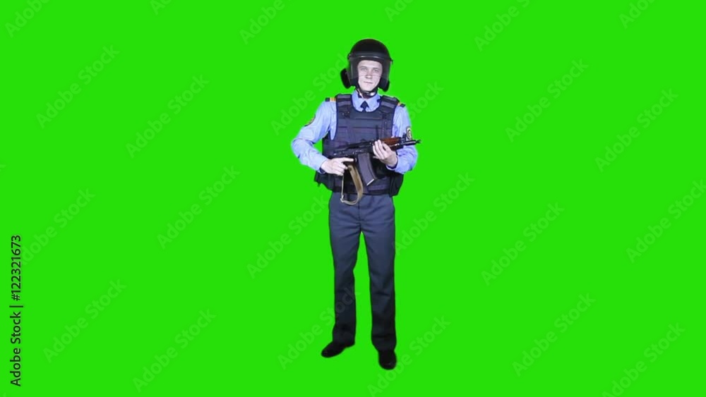 Police in helmets and body armor on a green background Police in helmets and body armor on a green background