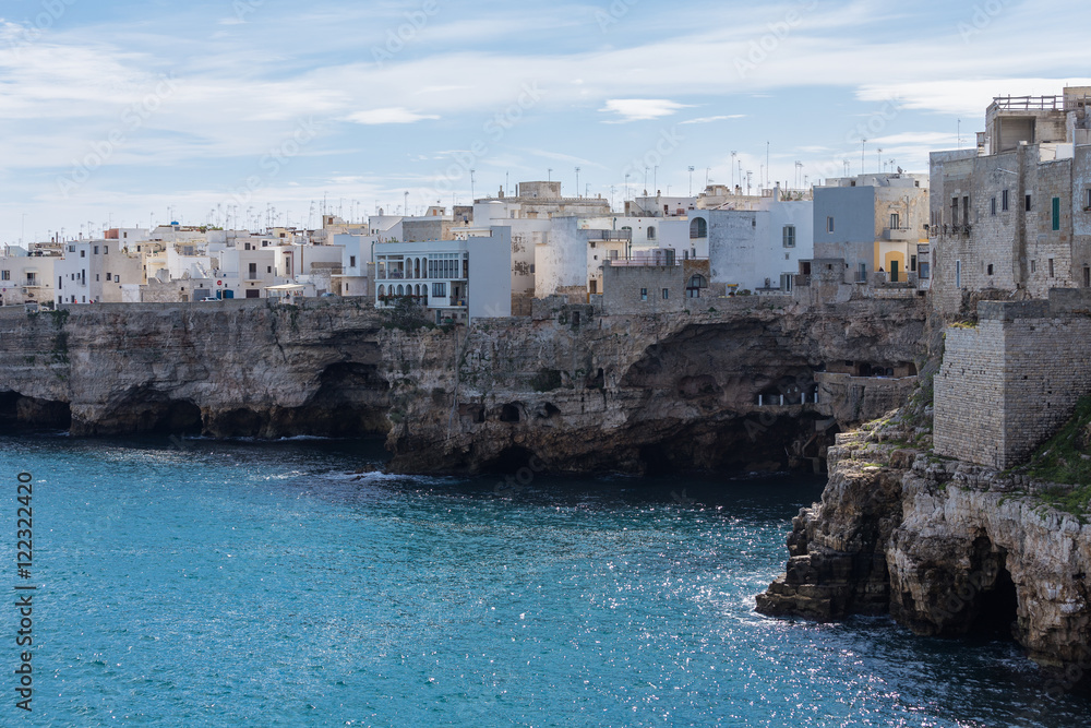 Polignano a Mare, Puglia in Salento, Italy. A beautiful old town built on rocks in south of Italy