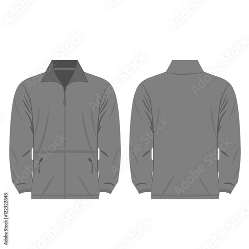 Grey color fleece outdoor jacket isolated vector on the white background