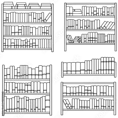 vector set of bookshelf