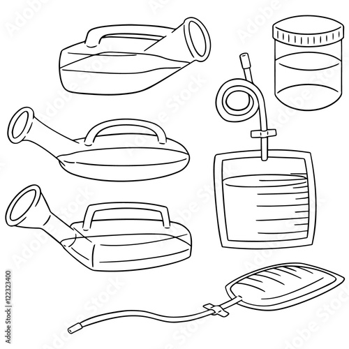 vector set of urinal pot and urine bag