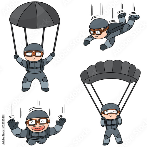 vector set of parachuter