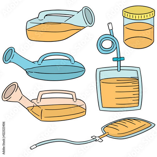 vector set of urinal pot and urine bag
