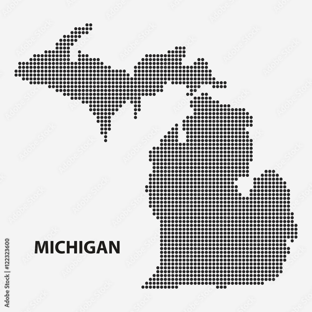 Dotted map of the State Michigan. Vector illustration.