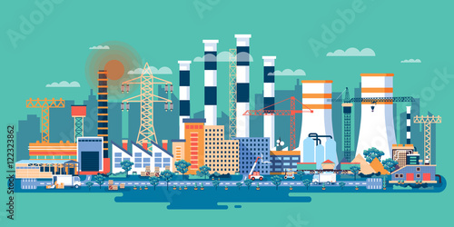 Industrial zone with factories