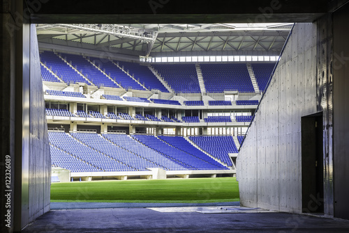 View of Suita City Football Stadium (Panasonic Stadium Suita) from tunnel in Osaka, Japan