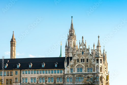 Traditional street view of old buildings in Munich  Bavaria  Ger