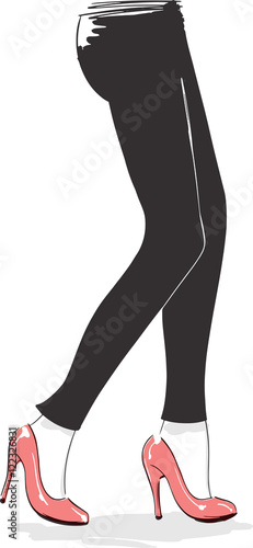 Female Legs and Heels Fashion Style Illustration