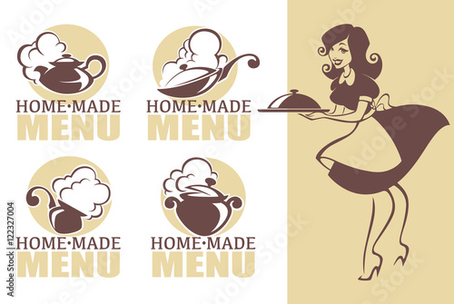 home made food, vector icon, symbols and logo collection